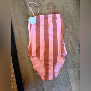 Hill House Pink and Orange Striped Swimsuit